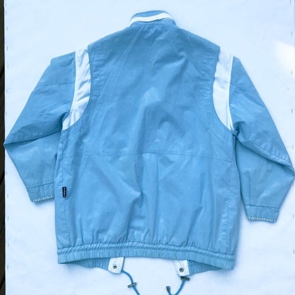 90's Vintage IZZI Light Blue Varsity Puffer Jacket - Picture 3 of 6